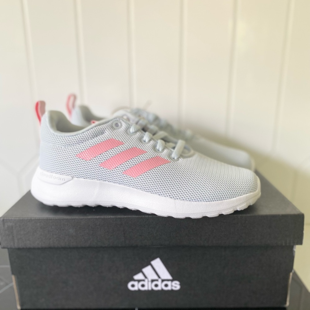 Adidas girls running shoes pink gray